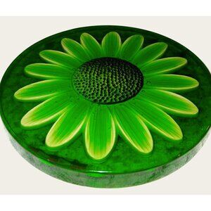 Mcm Solid 8"Lucite Emerald Green Sunflower Retro Vintage